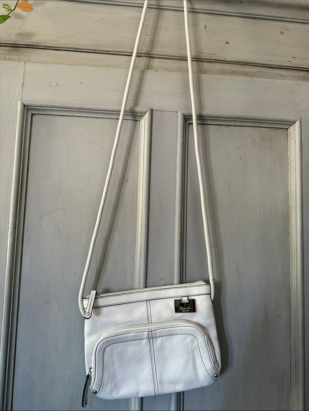 Tignanello White Leather Crossbody Bag